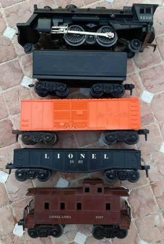 Vintage Lionel Scout Train Set Engine 1110 Tender Freight 1002 Box Caboose 6017