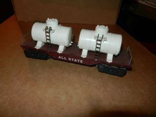 Marx Allstate Flat Car W/2 White Tanks,  8 Wheel,