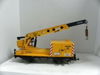 Lgb 40420 Matra Yellow Construction Crane Car Upgraded W/ Steel Wheels