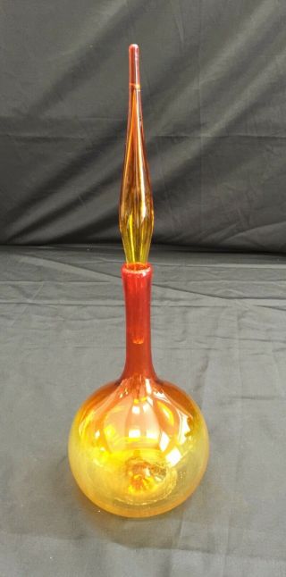 Vintage Blenko Tangerine Amberina Glass Vase Decanter Carafe 18 1/2 "