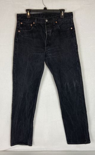 Vtg Levis 501 Denim Distress Black Jeans 34x32 Made In Usa 501 - 0660 Button Fly