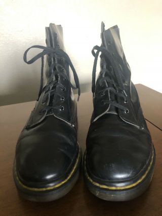 Vintage Doc Dr.  Martens Black Leather Boots 8 Hole Made In England Womens Sz 38