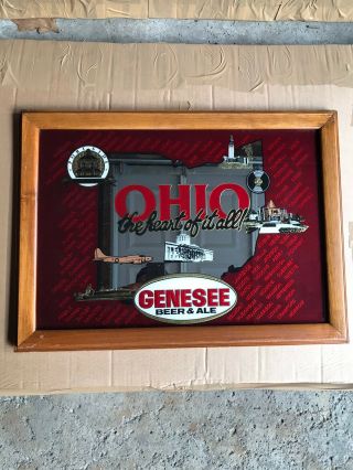 Vintage Ohio Has It All Genesee Beer And Ale Glass Mirror Picture Sign