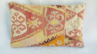 Antique Turkish Kilim Pillow Hand Woven Wool 21 " X 12 "