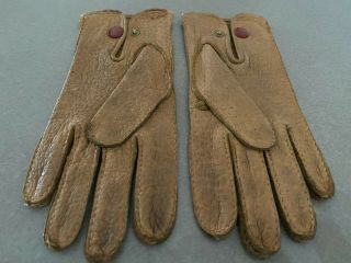 Vintage Mark Cross Brown Saddle Stitched Pigskin Leather Driving Gloves Size 8.  5
