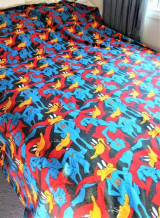 Vintage Warner Bros Looney Tunes Daffy Duck D/bed Quilt Doona Cover Fabric Exc