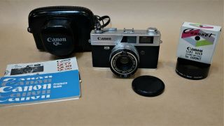 Vintage Canon Canonet Ql 25 Ql25 45mm Film Camera Case Instructions & Lens Hood