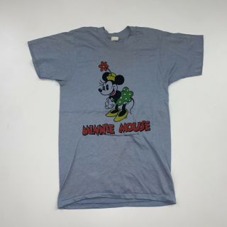 Vintage 70s Minnie Mouse T - Shirt Size Small Blue Walt Disney Productions Cartoon