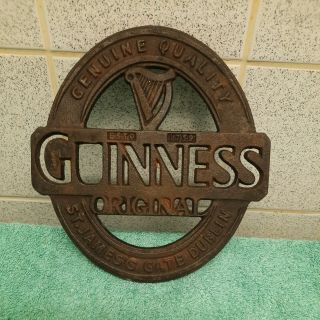 Rare Vintage Guinness Cast Iron Wall Plaque - Gate Sign