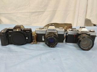 Vintage Minolta Camera And Lens Bundle - 7000 Maxxium,  Srt201,  Xg7 And 2 Lenses