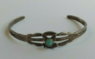 Small Child Size Wrist Vintage Fred Harvey Arrows Silver Turquoise Cuff Bracelet
