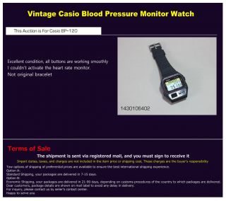 Vintage Casio BP - 120 Blood Pressuer Monitor Watche - Japan 2