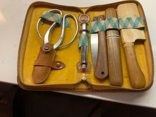 Vintage Japanese 5 Bonsai Tool & Chefs Knife Kit Set W Carrying Case