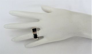 Vintage Ray Tracey Knifewing Navajo Sterling Silver Onyx Coral Inlay Ring Sz 8