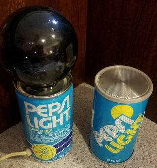 Vintage 70s 80s Pepsi Light Transistor Radio 9 Volt & Diet Cola Lamp Can