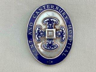 Vintage Sterling Silver & Enamel Kent & Canterbury Hospital Nurses Badge.