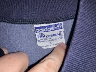 Vintage 1980s Adidas ATP Keyrolan Polyester Track Tennis Jacket Size Large 2