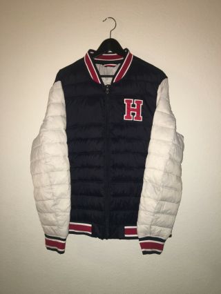 Tommy Hilfiger Varsity Puffer Jacket Size Extra Large Vintage Xl Red White Blue