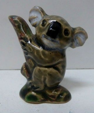 Vintage Australian Pottery Hand Made Koala On Gum Tree Branch Figurine Statue