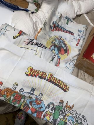 Vintage Dc Comics 1977 Friends Twin Set Fitted & Flat Bed Sheet& Case