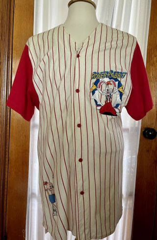 Vintage Disney Store Mens Womens Roger Rabbit Baseball Jersey - Embroidered Lrg