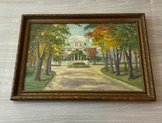 Vintage Oil Painting On Board Framed & Signed S S Genevieve De N.  14.  5 " X 21.  5 "