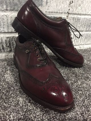Vintage Footjoy Classics Mens Golf Shoes Spikes 56937 Burgundy Wingtips 8 D