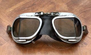 Vintage Stadium Raf Tinted Flying Goggles 50’s 60’s Motorcycle