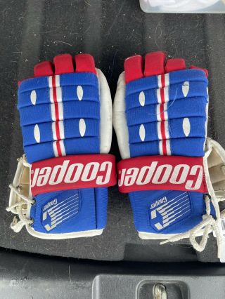 Vintage Cooper Ts Pro Hockey Gloves Red White Blue Usa Canadiens Good Shape