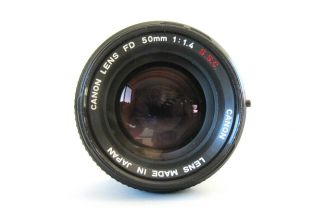 Vintage Canon Fd 50mm F/1.  4 S.  S.  C.  Prime Lens W/caps & Filter