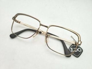 Vintage 70s Edo Gold Browline Glasses Frames Made In Japan Japan 56 - 18 - 150