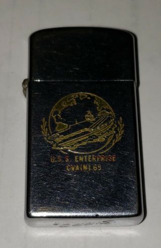 Vintage Zippo Slim Lighter " U.  S.  S.  Enterprise Cva (n) 65