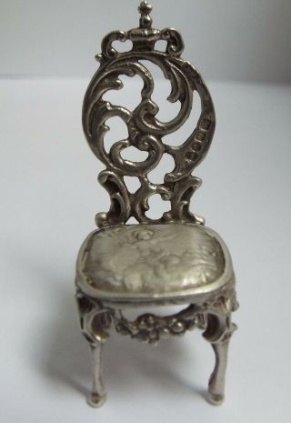 English Antique 1897 Solid Sterling Silver Novelty Miniature Chair