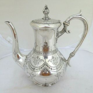 Fine Victorian Ep Chased Silver Plate Coffeepot Coffee Pot By James Dixon & Son