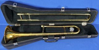 Vintage Conn Director Bb Trombone T - Bone W/ Case Brass Band Instrument