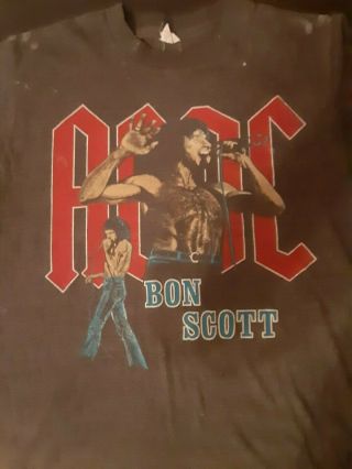 Bon Scott Ac/dc T Shirt Rare 80 