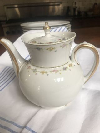 Haviland Louvre Small Antique Vintage Teapot With Gold Trim.