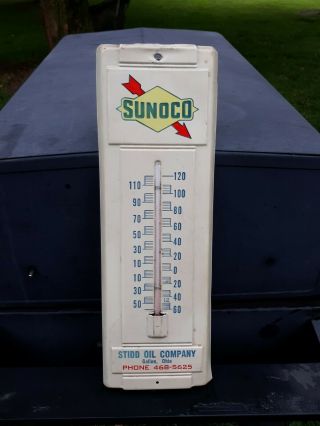 Vintage 1960s Sunoco Advertising Thermometer Stidd Oil Company Galion Ohio