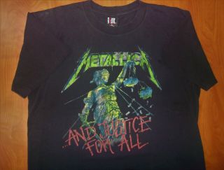Vintage Rare 90s Metallica And Justice For All Authentic Black Cotton T - Shirt Xl