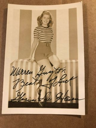 Gloria Dehaven Rare Very Early Vintage Autographed Pin Up Photo 