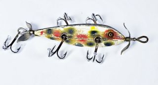Tough Heddon 00 Dowagiac Underwater Minnow Lure White Spotted C 1910s L - Rig