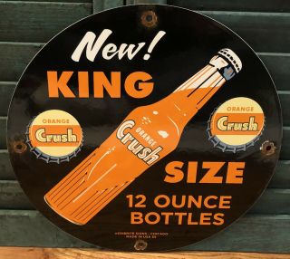 Vintage 1955 Dated Orange Crush King Size Porcelain Soda Pop Cola Sign