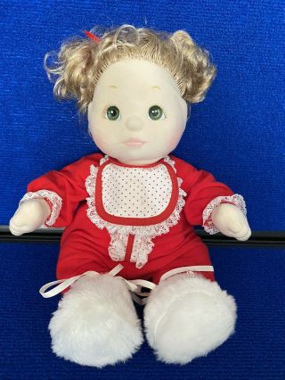 Vintage My Child Girl Doll Mattel 1985 Blonde Hair Green Eyes With Outfit