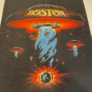 Vintage ‘boston’ Spaceship Beach Bath Pool Towel Rock Band Hand - Sprayed Art