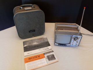 Vintage Sony Micro Tv Portable Television Model 5 - 303w W/case & Instructions