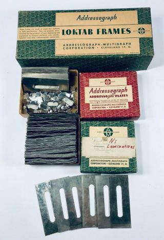 Vintage Addressograph Multigraph Loktab Metal Frames & Plates B - 2200