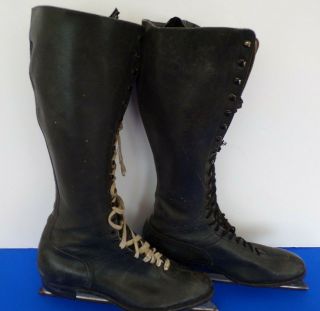 Vintage Long Leather Fortnum And Mason Ice Skating Boots - John Wilson Sheffield