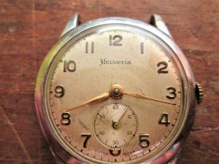 Vintage Helvetia Caliber 82c 17 Jewels,  Year 1948,  Small Secondary,  Dial And Case