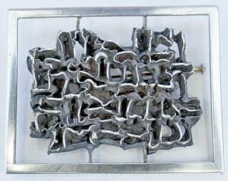 Abstract Brutalist Silver Brooch 1960s/ 
