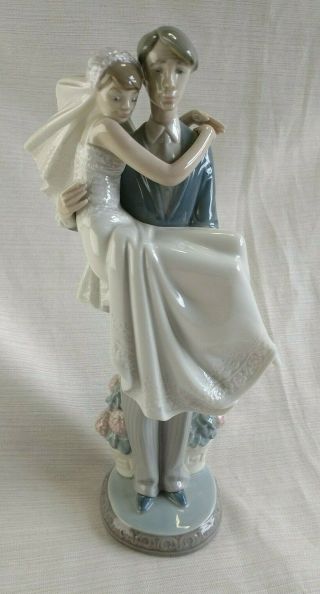 Vintage Lladro Over The Threshold Bride & Groom Wedding Figurine Statue 10 " 1983